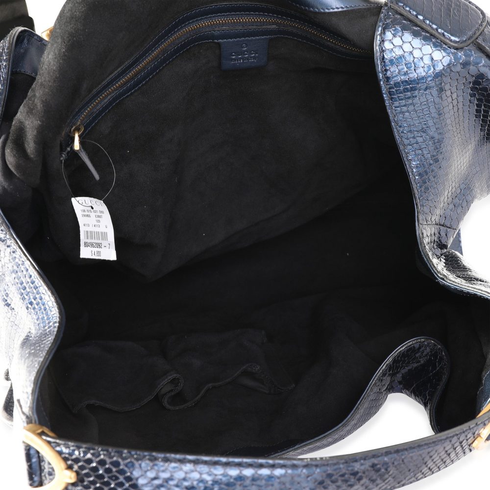 Gucci Blue Shiny Python Large Stirrup Bag - image 4